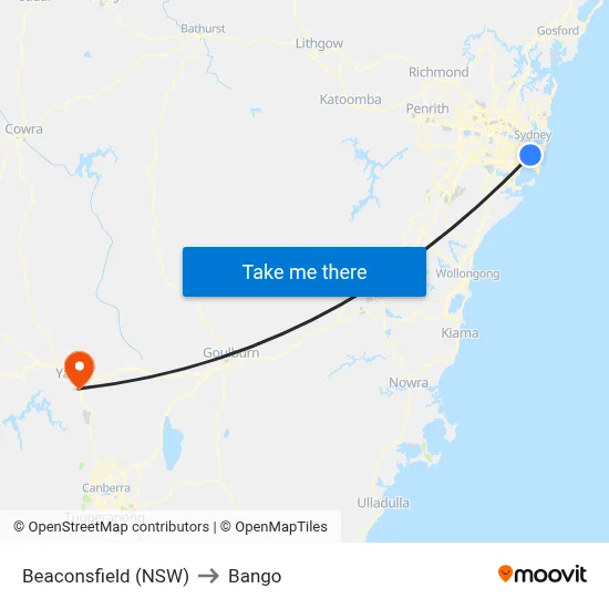 Beaconsfield (NSW) to Bango map