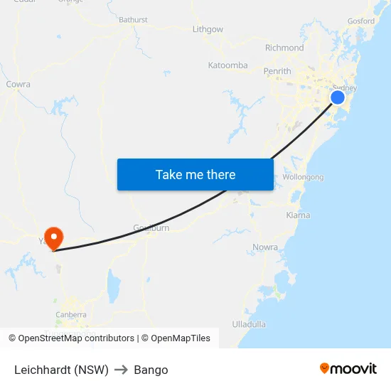 Leichhardt (NSW) to Bango map