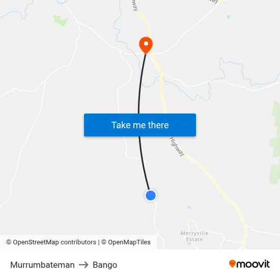 Murrumbateman to Bango map