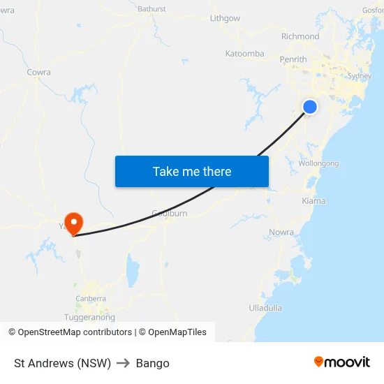 St Andrews (NSW) to Bango map