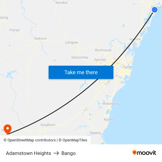 Adamstown Heights to Bango map