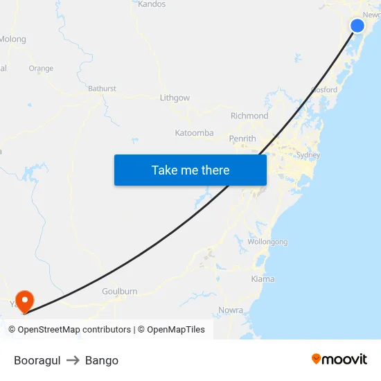 Booragul to Bango map