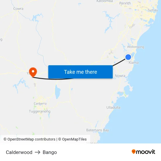 Calderwood to Bango map