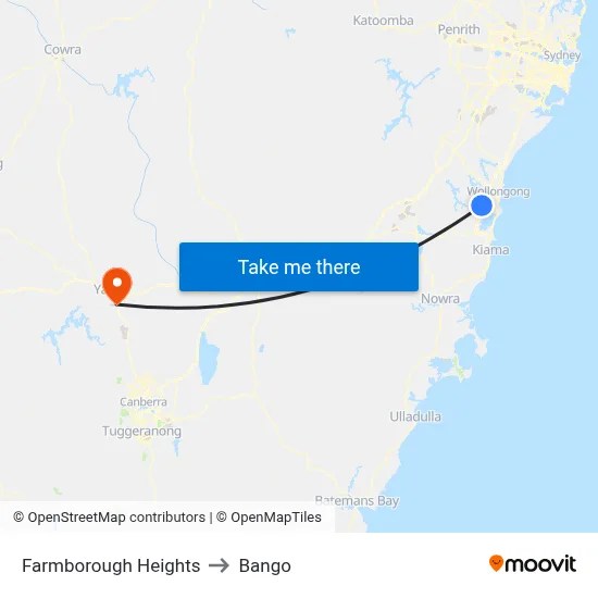 Farmborough Heights to Bango map