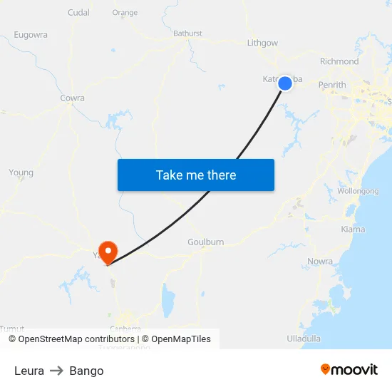 Leura to Bango map