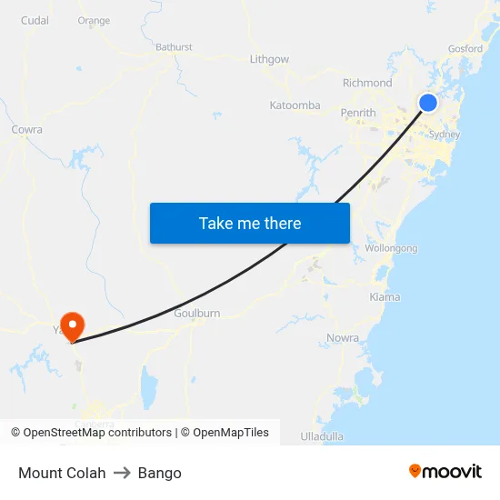 Mount Colah to Bango map