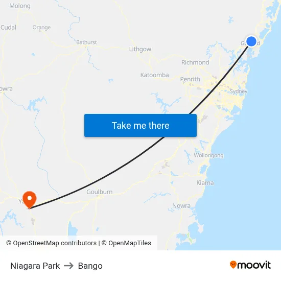 Niagara Park to Bango map