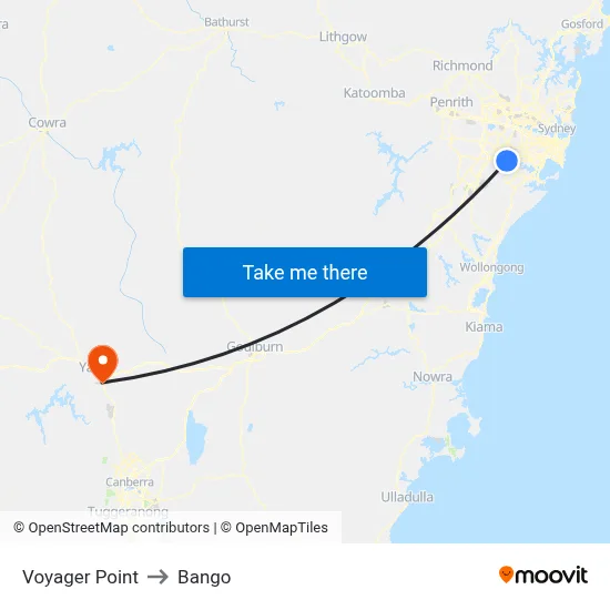 Voyager Point to Bango map