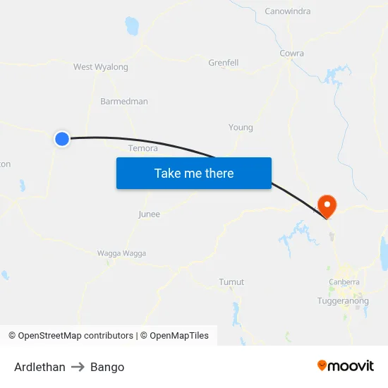 Ardlethan to Bango map