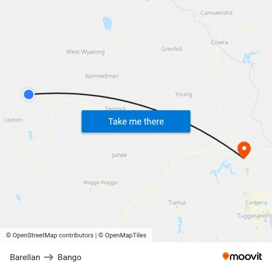 Barellan to Bango map