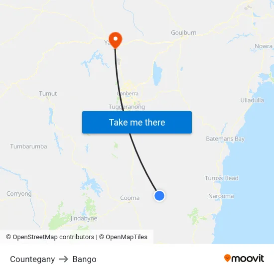 Countegany to Bango map