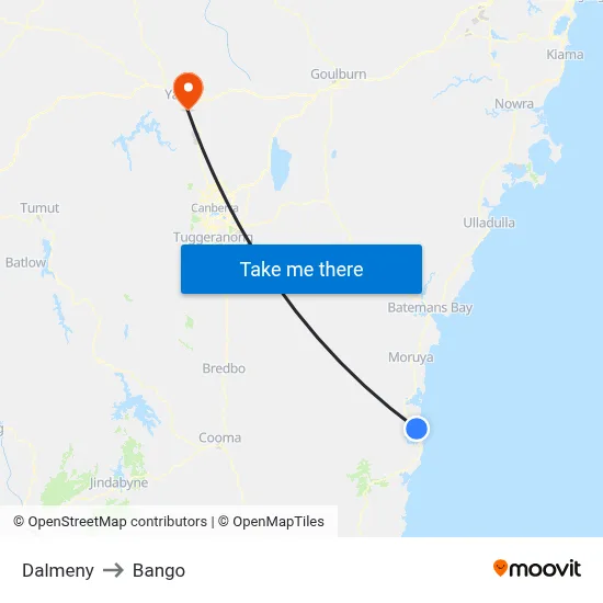 Dalmeny to Bango map