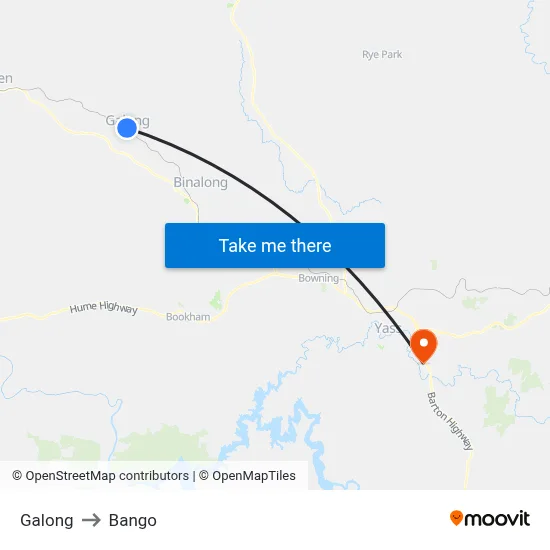 Galong to Bango map
