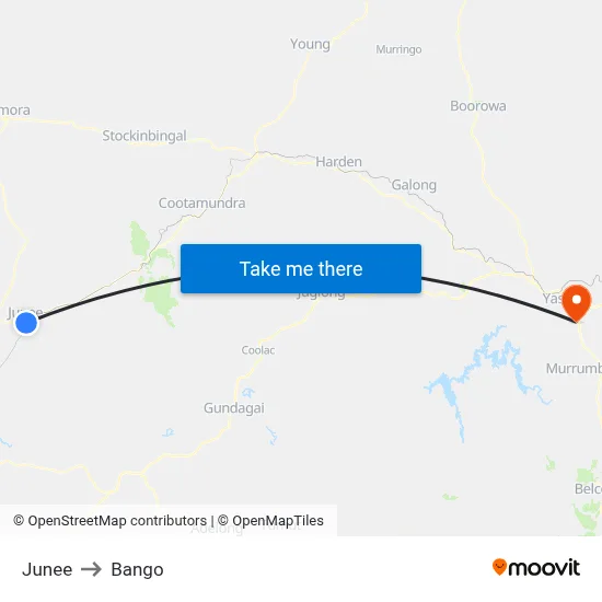 Junee to Bango map