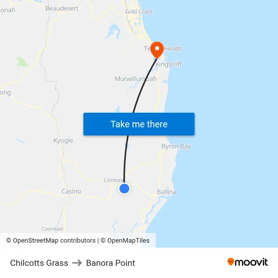 Chilcotts Grass to Banora Point map