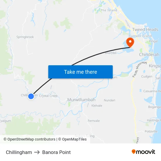 Chillingham to Banora Point map