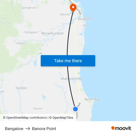 Bangalow to Banora Point map