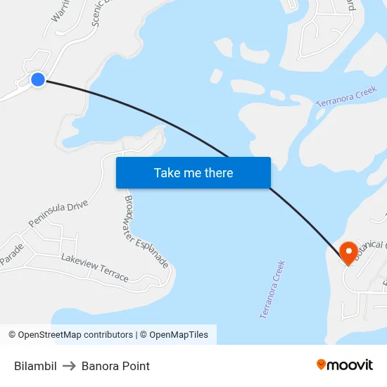 Bilambil to Banora Point map