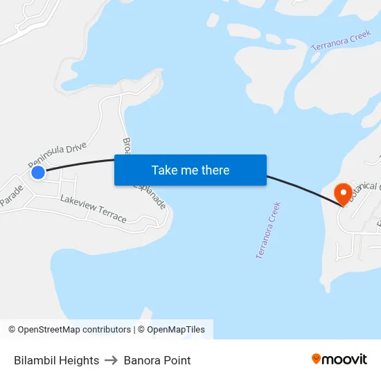 Bilambil Heights to Banora Point map