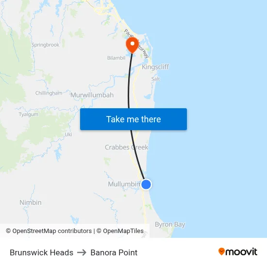 Brunswick Heads to Banora Point map