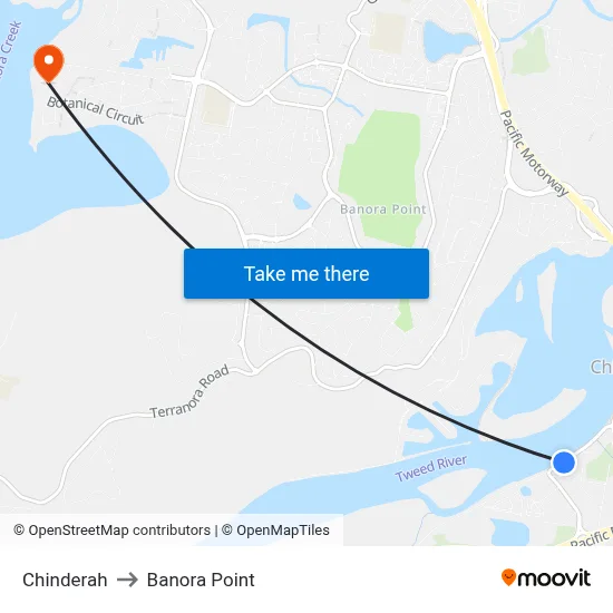 Chinderah to Banora Point map