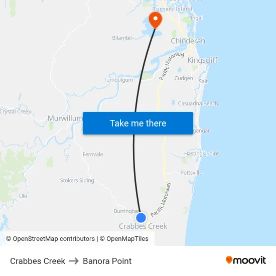 Crabbes Creek to Banora Point map