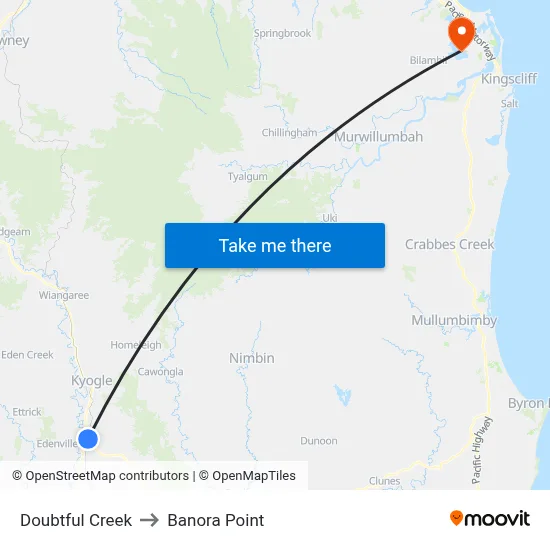 Doubtful Creek to Banora Point map
