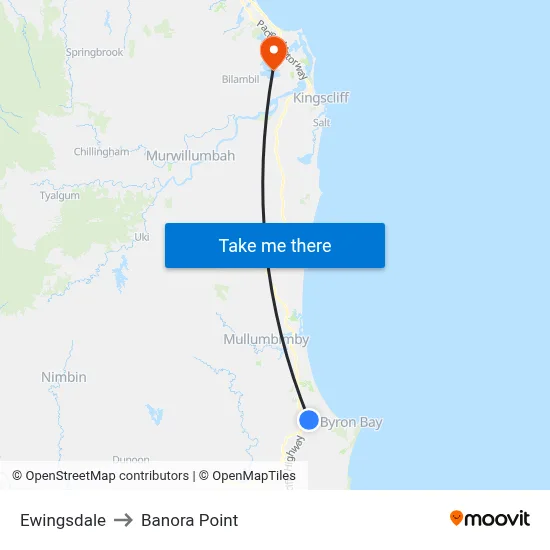Ewingsdale to Banora Point map
