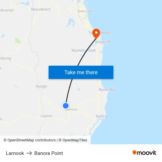 Larnook to Banora Point map