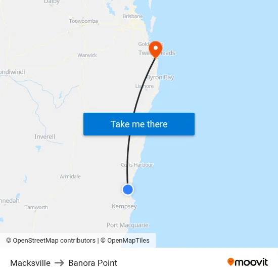 Macksville to Banora Point map