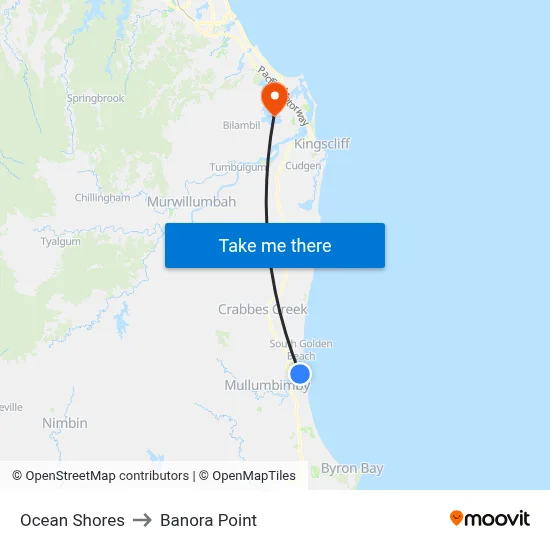 Ocean Shores to Banora Point map