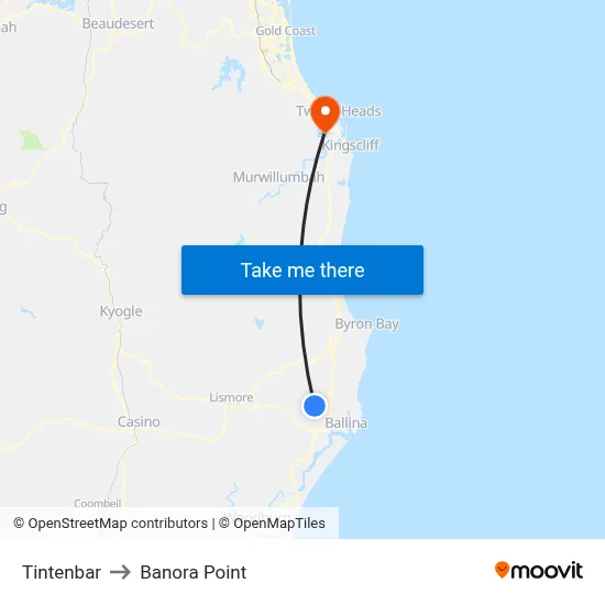 Tintenbar to Banora Point map
