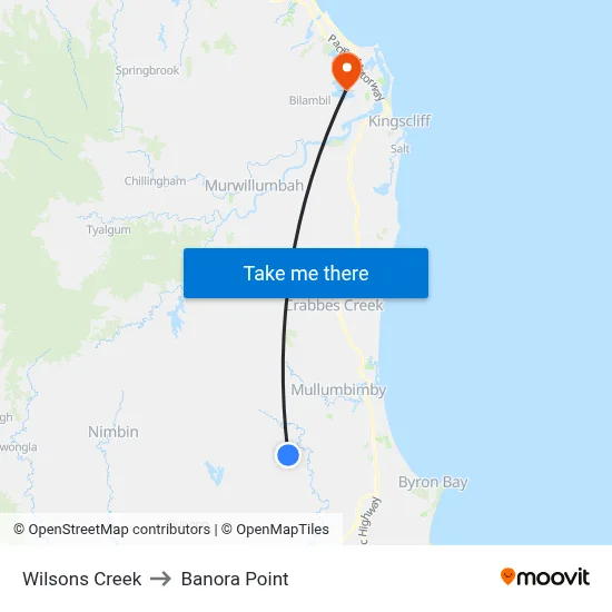Wilsons Creek to Banora Point map