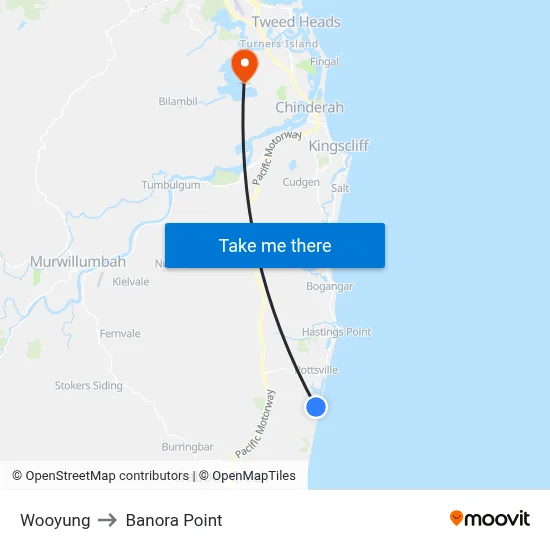 Wooyung to Banora Point map