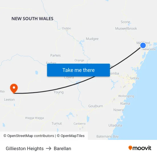Gillieston Heights to Barellan map