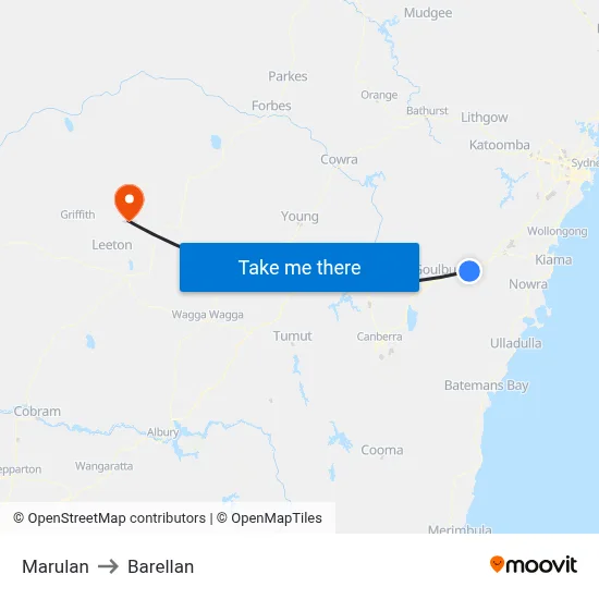 Marulan to Barellan map