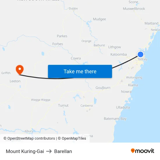 Mount Kuring-Gai to Barellan map