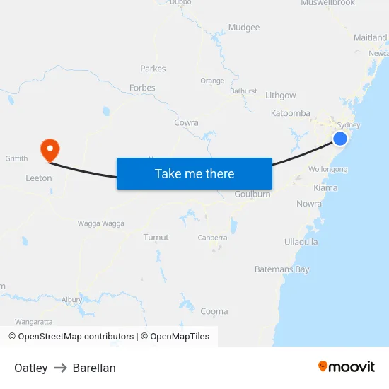 Oatley to Barellan map