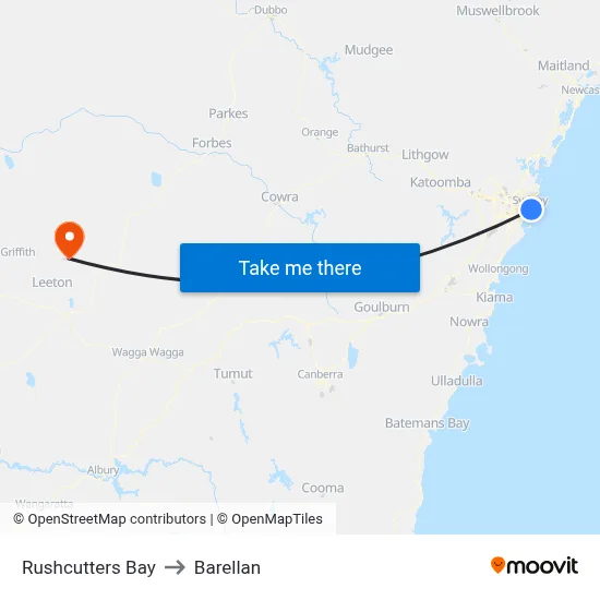 Rushcutters Bay to Barellan map