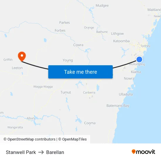Stanwell Park to Barellan map