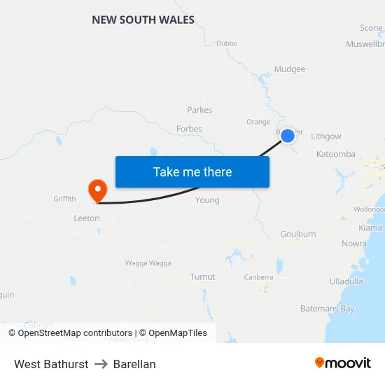West Bathurst to Barellan map