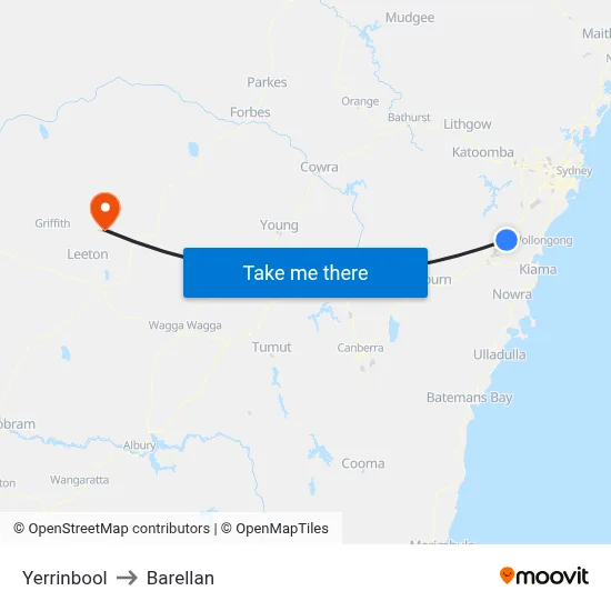 Yerrinbool to Barellan map