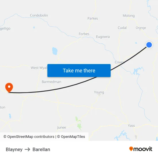 Blayney to Barellan map