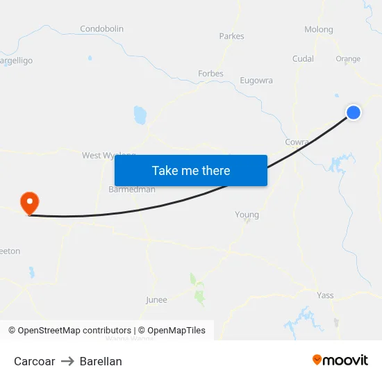 Carcoar to Barellan map