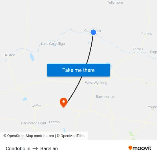 Condobolin to Barellan map