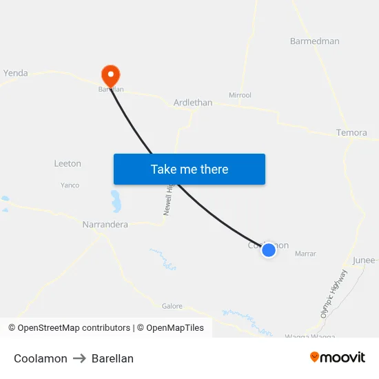 Coolamon to Barellan map