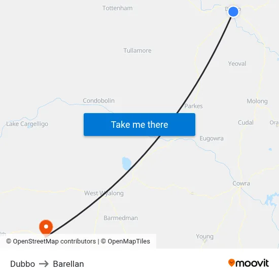 Dubbo to Barellan map