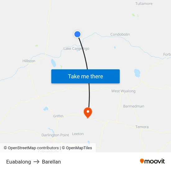 Euabalong to Barellan map