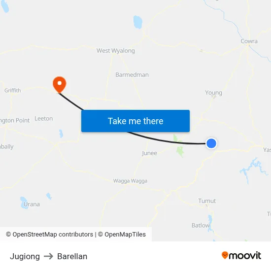 Jugiong to Barellan map