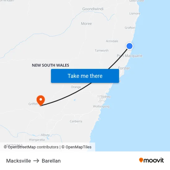 Macksville to Barellan map